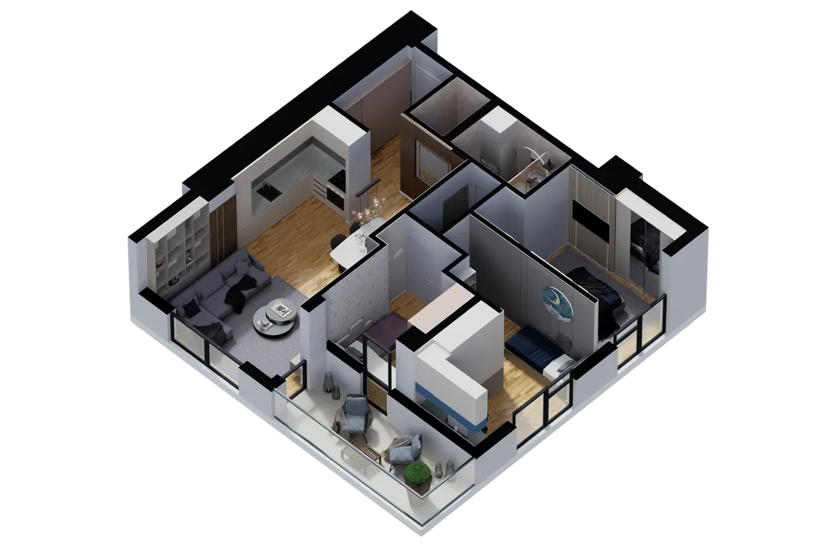 Основа на стан тип 2 — 80 m², TWINS Complex