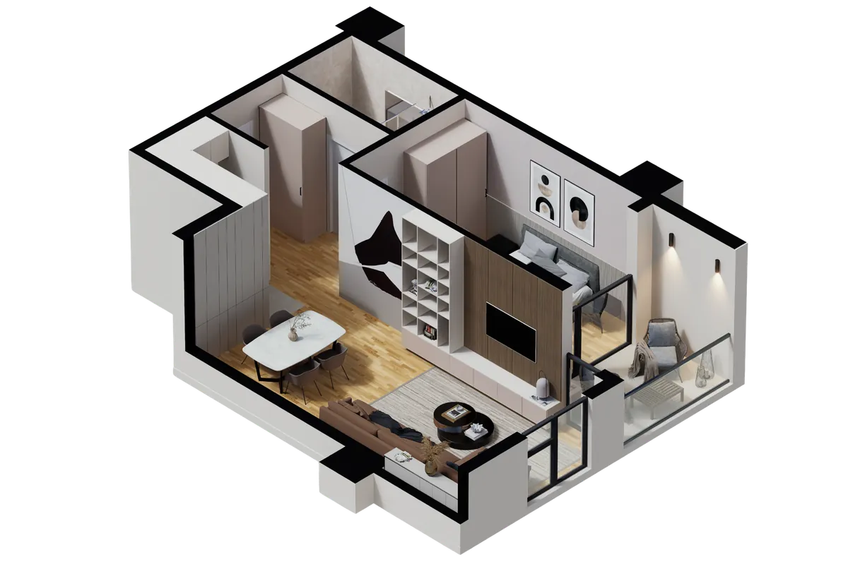 Основа на стан тип 3 — 56 m², TWINS Complex