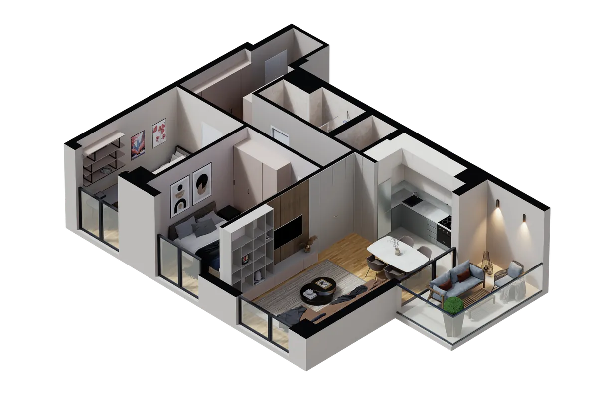 Основа на стан тип 7 — 75 m², TWINS Complex